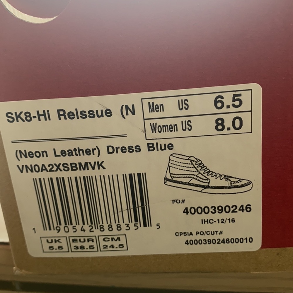 Vans Men's Sk8-Hi Reissue Neon Leather Dress Blue - Picture 7 of 8